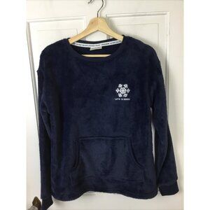 Life is Good Fuzzy Pajama Top Sweatshirt Blue Size S